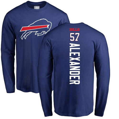 Men NFL Buffalo Bills #57 Lorenzo Alexander Royal Blue Backer Long Sleeve T Shirt